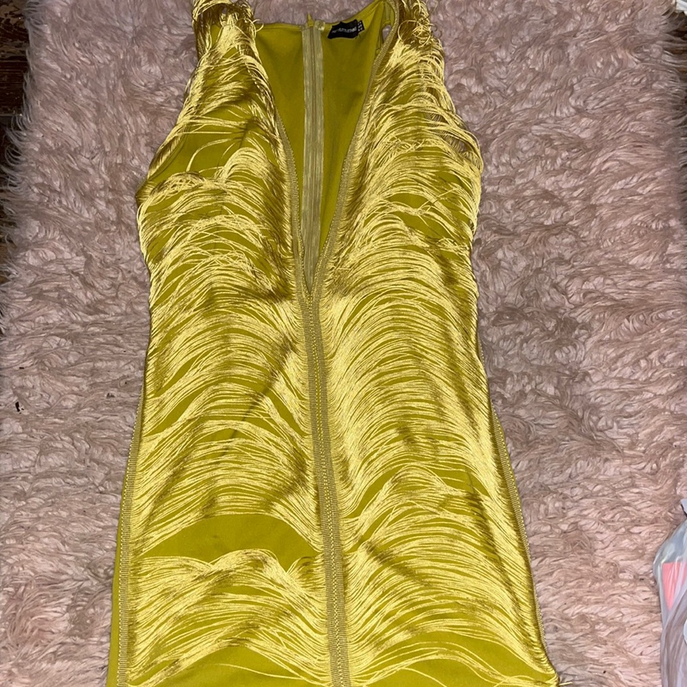 PLT Fringe Deep Plunge Dress